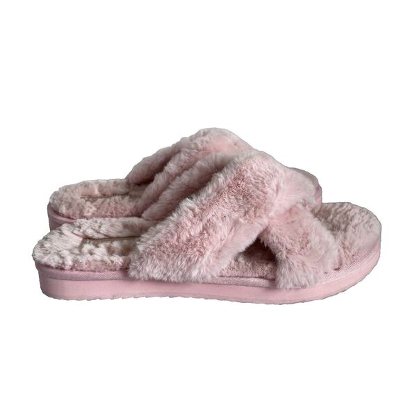 Koolaburra UGG Ballia Fur Slides Pink Women Size 8 Fuzzy Slip On Shoes Slippers - Picture 2 of 7